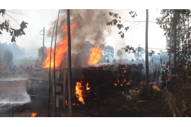Rwanda-bound fuel tanker bursts into flames in Kabale after accident